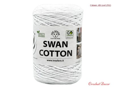 Swan Cotton Culoare Alb 2502 fir tip snur rotund pentru genti crosetate