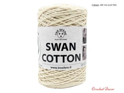 Swan Cotton Culoare Alb Unt 506 fir tip snur rotund pentru genti crosetate