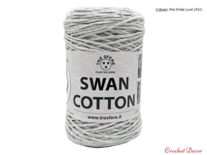 Swan Cotton Culoare Gri Perlat 2503 fir tip snur rotund pentru genti crosetate