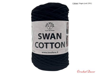 Swan Cotton Culoare Negru 2501 fir tip snur rotund pentru genti crosetate