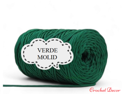 Fir de crosetat snur plat de 3 mm pentru genti_PIMOTKI_Culoare Verde Molid