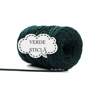 Pimotki_Fir tip snur plat din poliester pentru posete crosetate_Grosime 3 mm_Culoare Verde Sticla